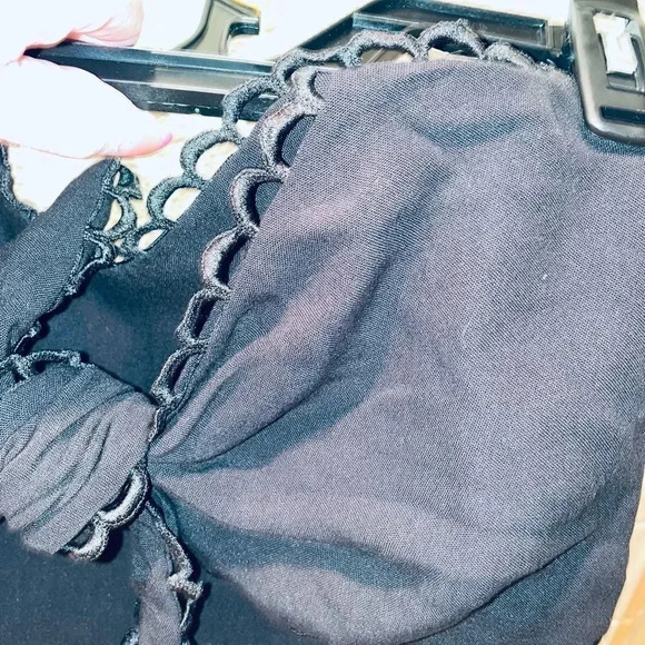 JUDITH MARCH TIE FRONT STRAPLESS A LINE PLEATED ZIP UP MINI DRESS IN BLSCK M - Picture 12 of 16